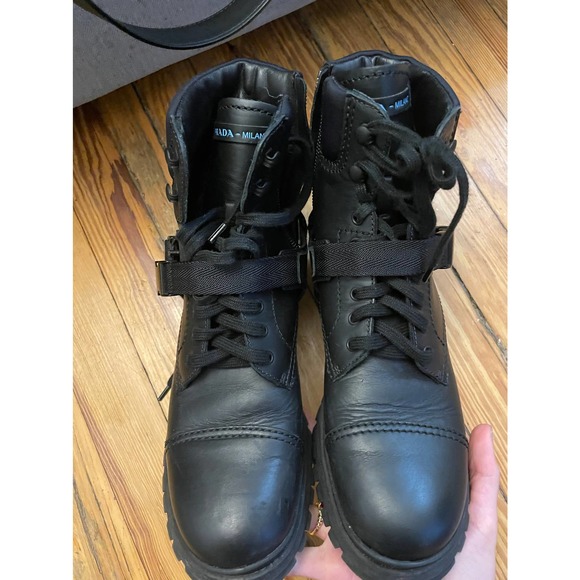 Prada leather combat boots with buckles - 39 - Picture 6 of 14